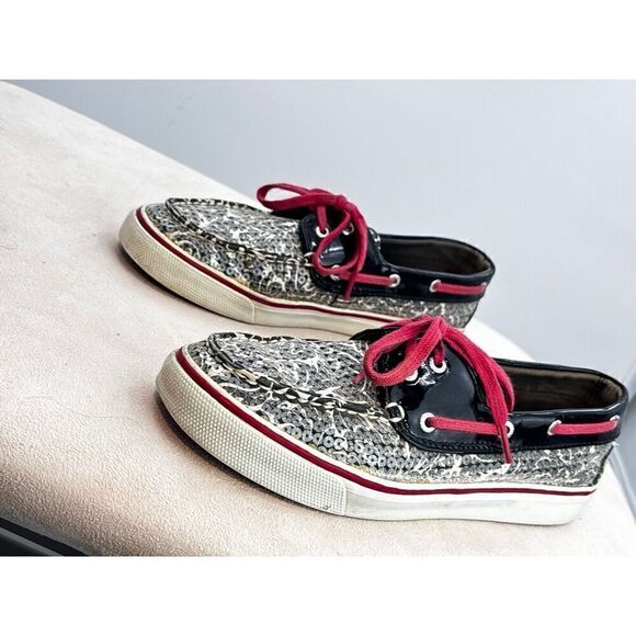 Sperry Boat Shoes Pink Sequence Zebra Pattern - Picture 11 of 11